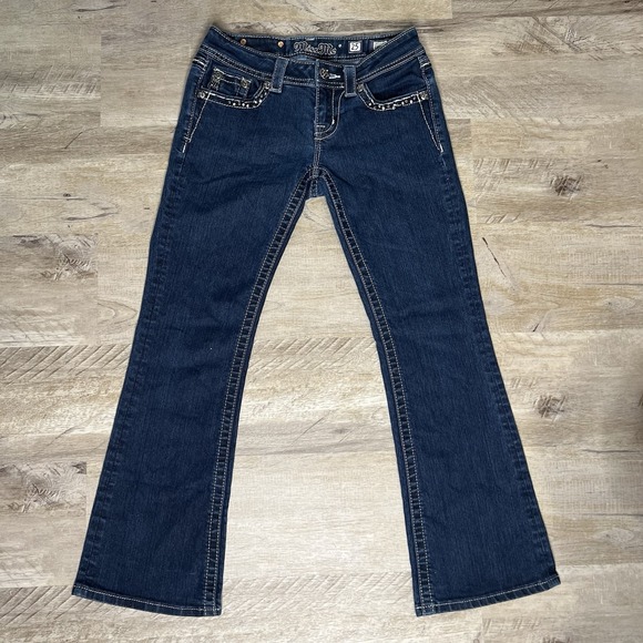 Miss Me Mid-Rise Bootcut Jeans Size 25| Buckle Rhinestone Detail| Y2K Western - Picture 2 of 8